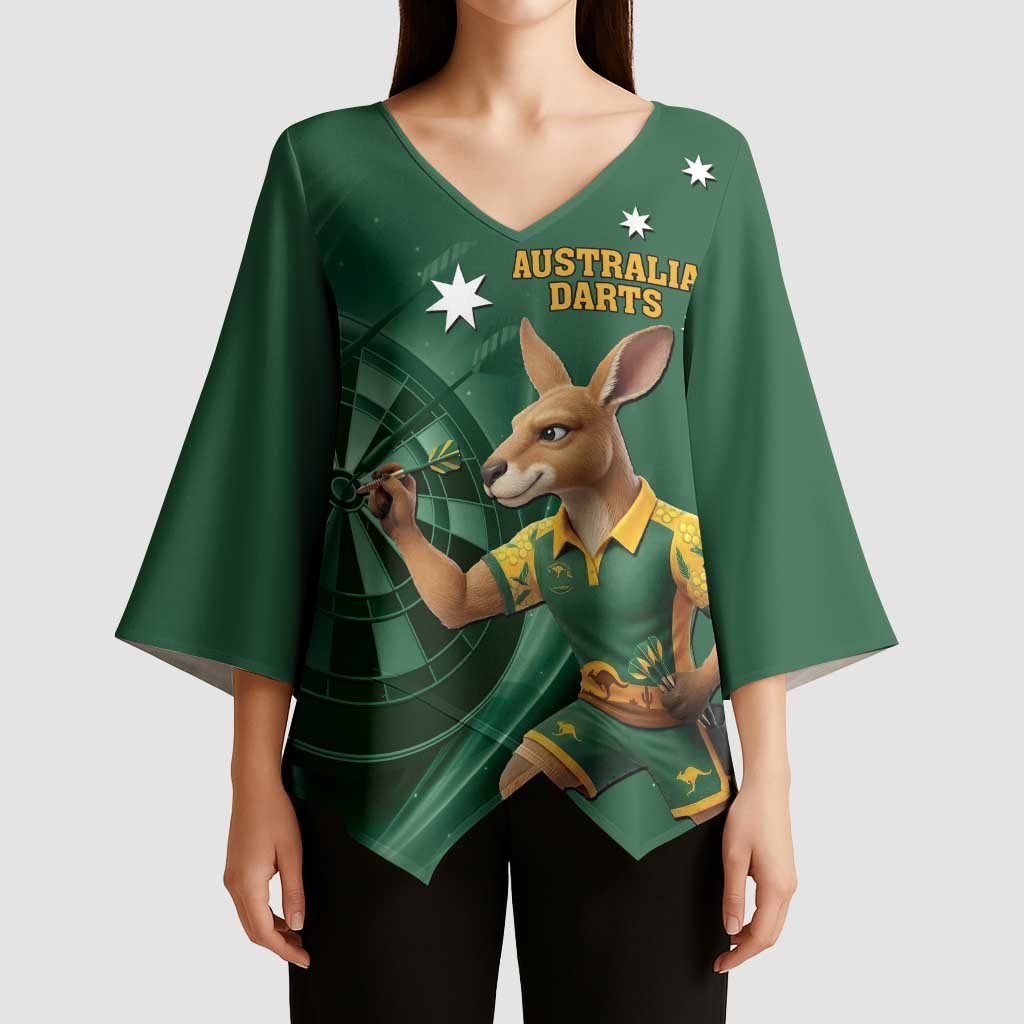 Australia Kangaroo Mascot Darts Kimono Sleeve Blouse Green Edition