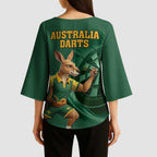 Australia Kangaroo Mascot Darts Kimono Sleeve Blouse Green Edition