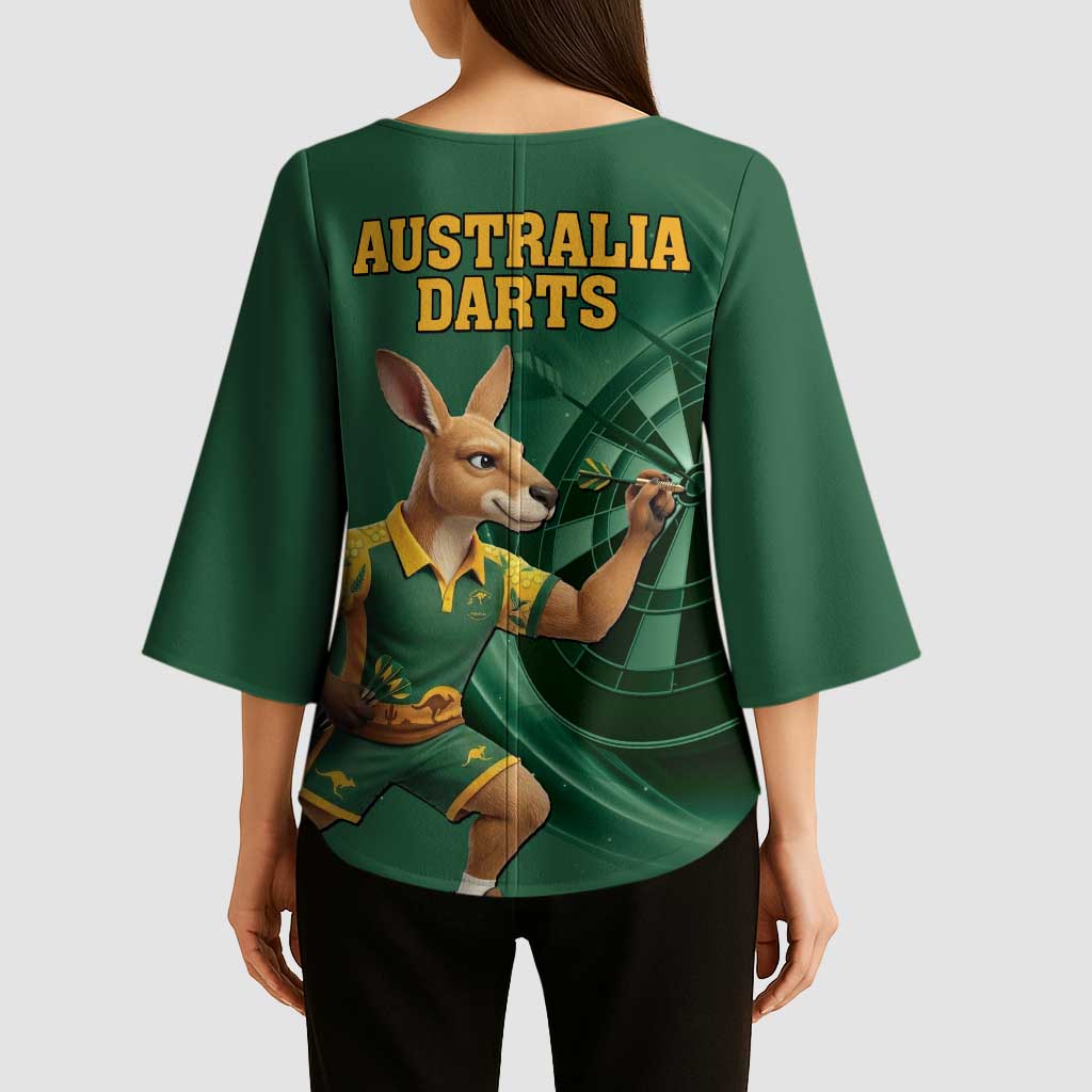 Australia Kangaroo Mascot Darts Kimono Sleeve Blouse Green Edition