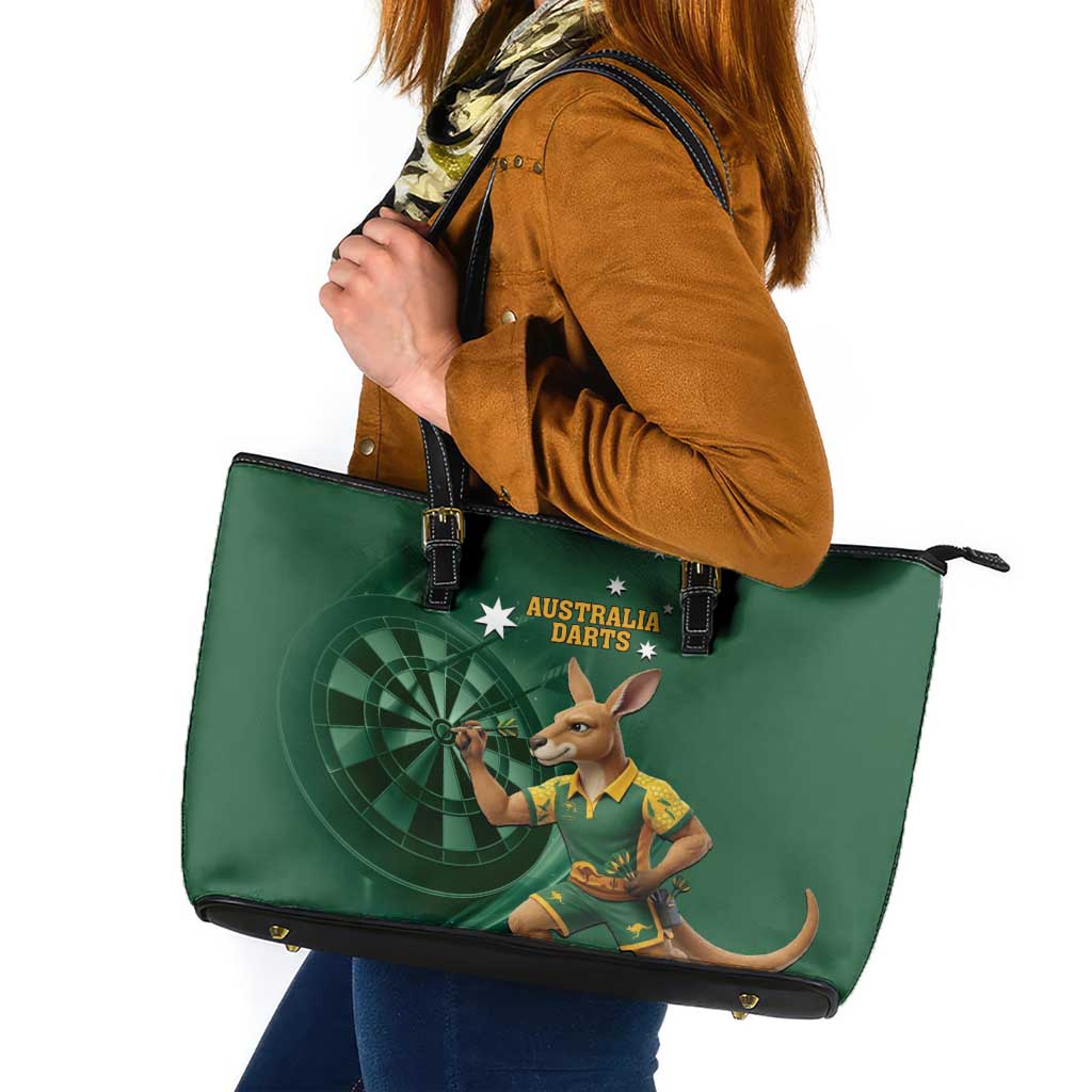 Australia Kangaroo Mascot Darts Leather Tote Bag Green Edition