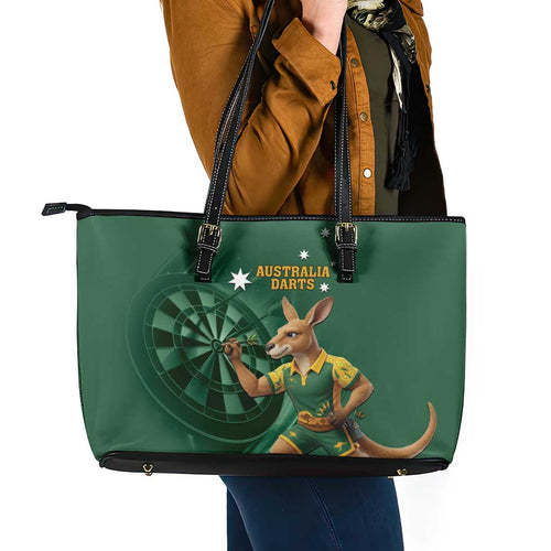 Australia Kangaroo Mascot Darts Leather Tote Bag Green Edition