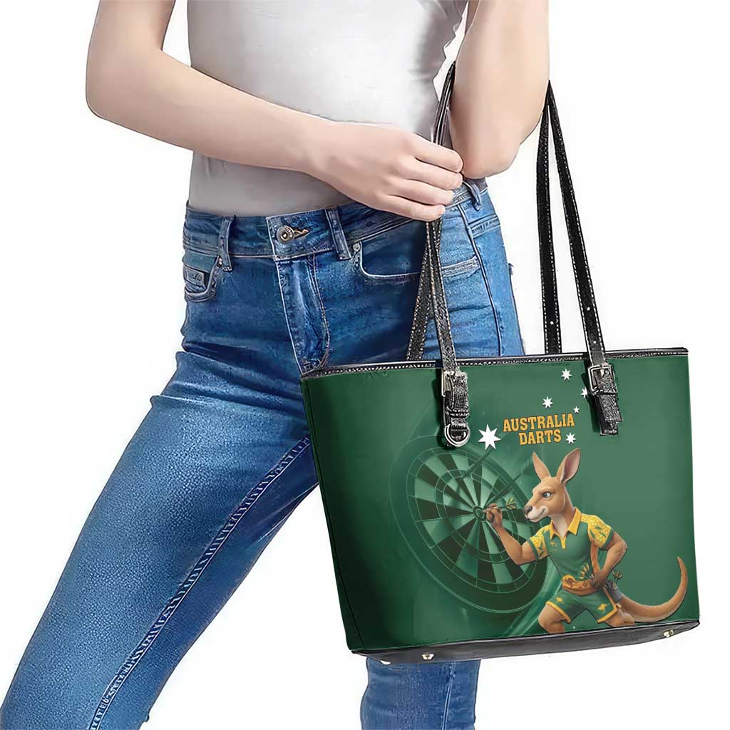 Australia Kangaroo Mascot Darts Leather Tote Bag Green Edition