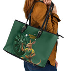 Australia Kangaroo Mascot Darts Leather Tote Bag Green Edition