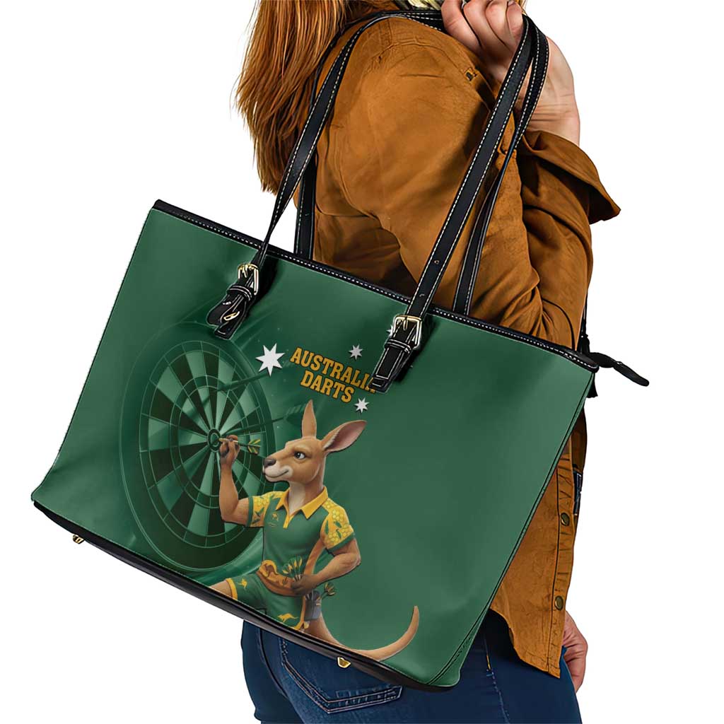 Australia Kangaroo Mascot Darts Leather Tote Bag Green Edition