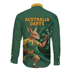 Australia Kangaroo Mascot Darts Long Sleeve Button Shirt Green Edition