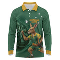 Australia Kangaroo Mascot Darts Long Sleeve Polo Shirt Green Edition