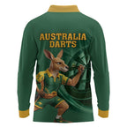 Australia Kangaroo Mascot Darts Long Sleeve Polo Shirt Green Edition