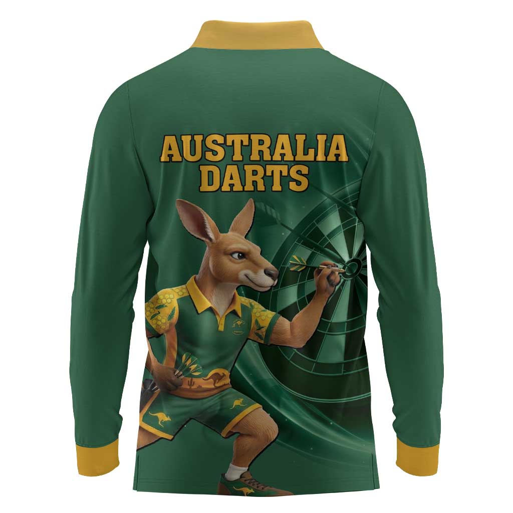 Australia Kangaroo Mascot Darts Long Sleeve Polo Shirt Green Edition