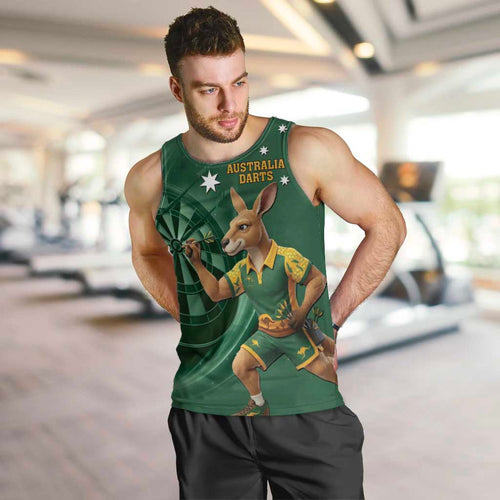 Australia Kangaroo Mascot Darts Men Tank Top Green Edition