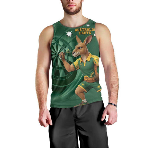 Australia Kangaroo Mascot Darts Men Tank Top Green Edition