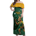 Australia Kangaroo Mascot Darts Off Shoulder Maxi Dress Green Edition