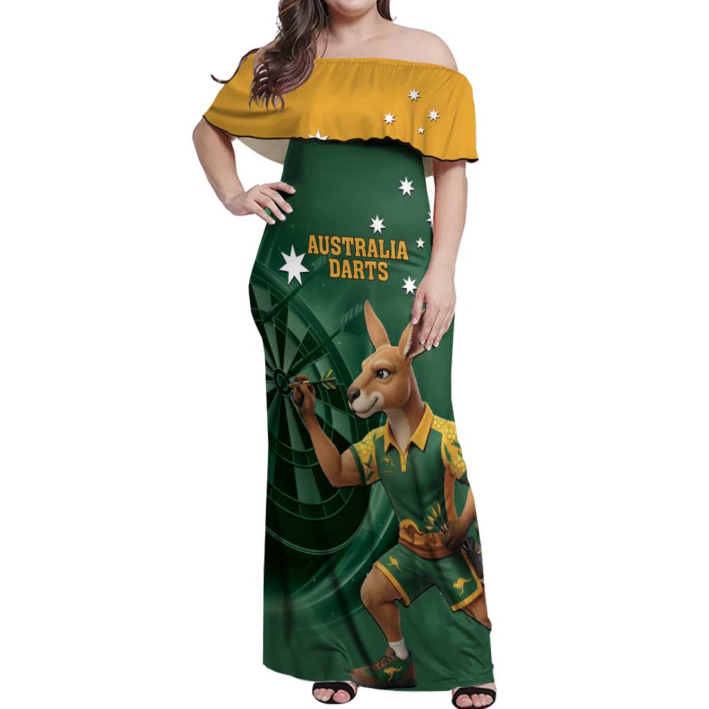 Australia Kangaroo Mascot Darts Off Shoulder Maxi Dress Green Edition