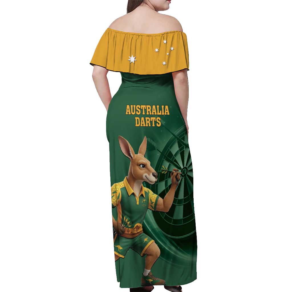 Australia Kangaroo Mascot Darts Off Shoulder Maxi Dress Green Edition