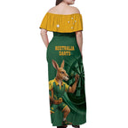 Australia Kangaroo Mascot Darts Off Shoulder Maxi Dress Green Edition