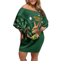 Australia Kangaroo Mascot Darts Off Shoulder Short Dress Green Edition