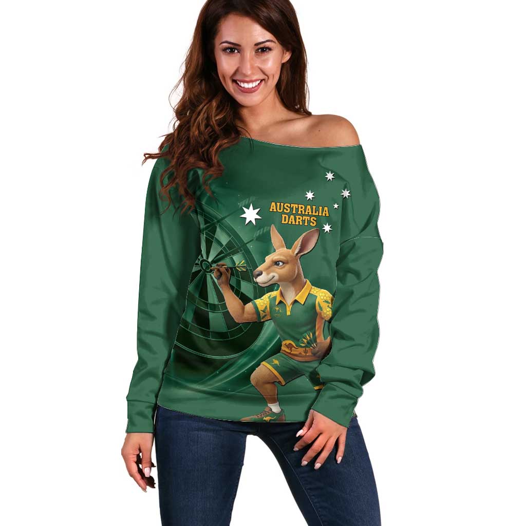 Australia Kangaroo Mascot Darts Off Shoulder Sweater Green Edition