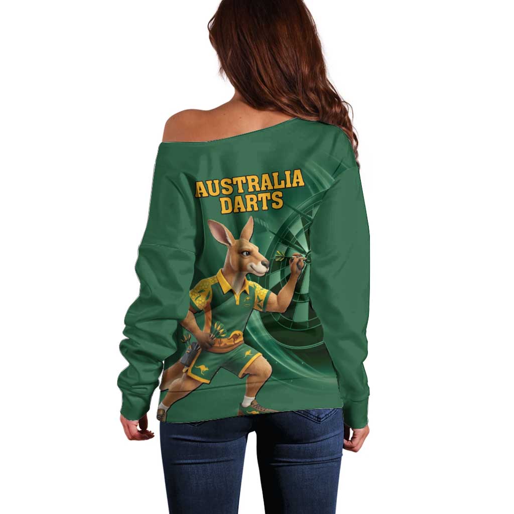 Australia Kangaroo Mascot Darts Off Shoulder Sweater Green Edition