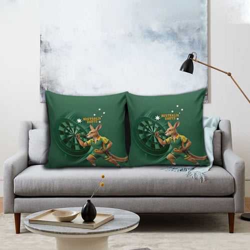 Australia Kangaroo Mascot Darts Pillow Cover Green Edition