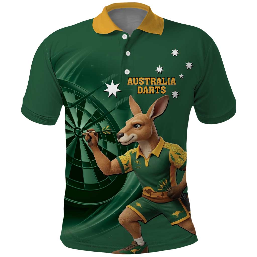 Australia Kangaroo Mascot Darts Polo Shirt Green Edition