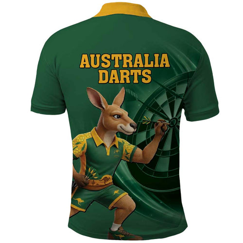 Australia Kangaroo Mascot Darts Polo Shirt Green Edition
