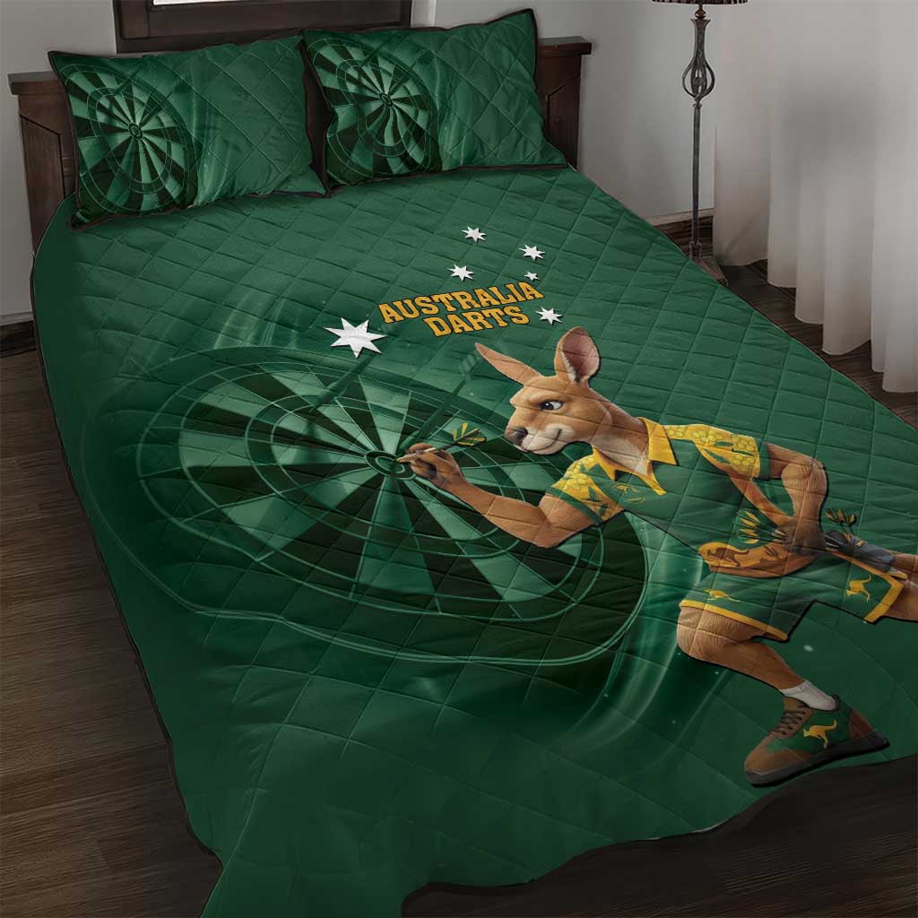 Australia Kangaroo Mascot Darts Quilt Bed Set Green Edition