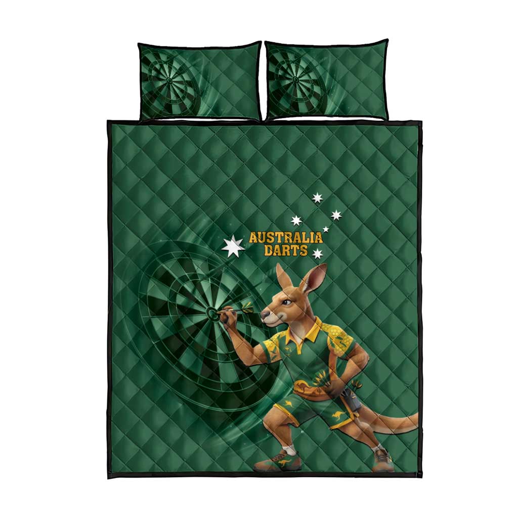 Australia Kangaroo Mascot Darts Quilt Bed Set Green Edition