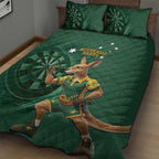 Australia Kangaroo Mascot Darts Quilt Bed Set Green Edition
