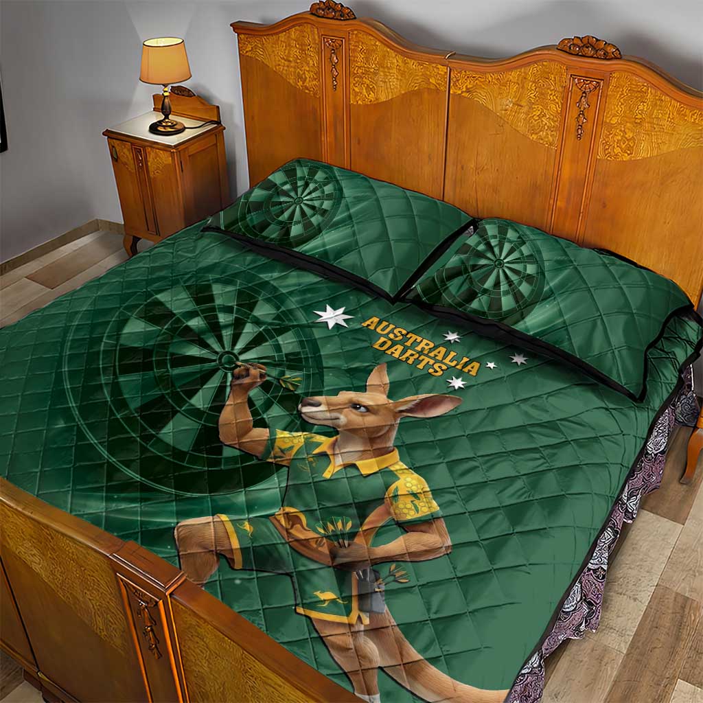 Australia Kangaroo Mascot Darts Quilt Bed Set Green Edition