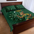 Australia Kangaroo Mascot Darts Quilt Bed Set Green Edition