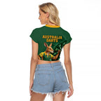 Australia Kangaroo Mascot Darts Raglan Cropped T Shirt Green Edition