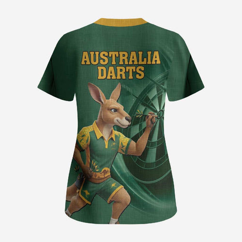 Australia Kangaroo Mascot Darts Scrub Top Green Edition