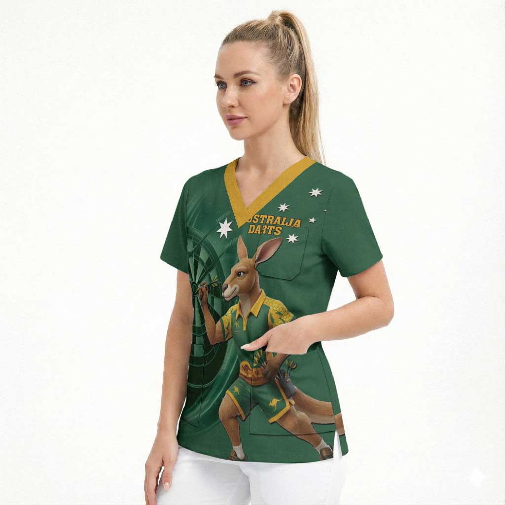 Australia Kangaroo Mascot Darts Scrub Top Green Edition