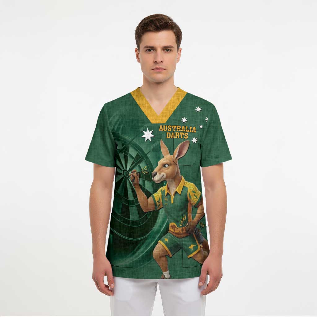 Australia Kangaroo Mascot Darts Scrub Top Green Edition
