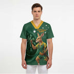 Australia Kangaroo Mascot Darts Scrub Top Green Edition