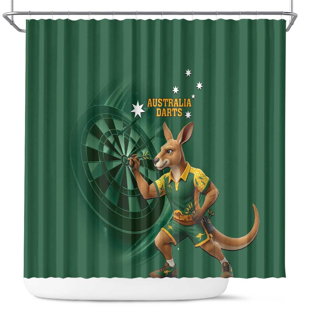 Australia Kangaroo Mascot Darts Shower Curtain Green Edition