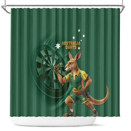 Australia Kangaroo Mascot Darts Shower Curtain Green Edition