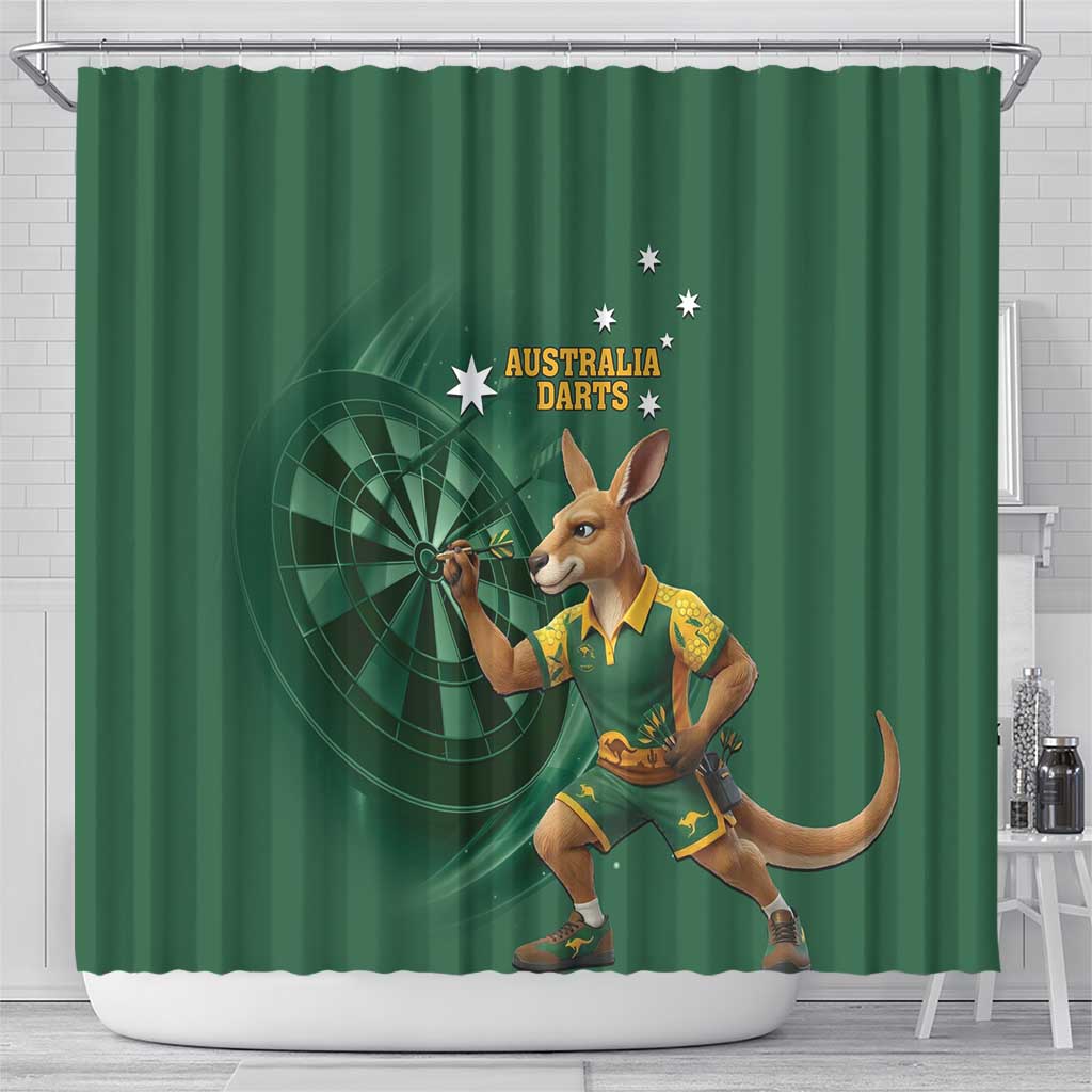 Australia Kangaroo Mascot Darts Shower Curtain Green Edition