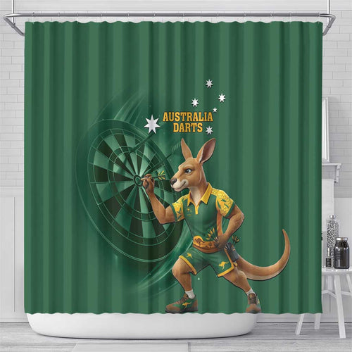Australia Kangaroo Mascot Darts Shower Curtain Green Edition