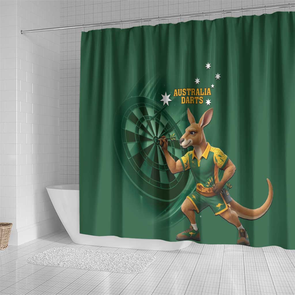 Australia Kangaroo Mascot Darts Shower Curtain Green Edition