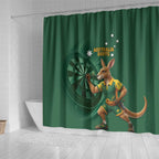 Australia Kangaroo Mascot Darts Shower Curtain Green Edition