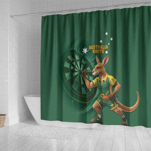 Australia Kangaroo Mascot Darts Shower Curtain Green Edition