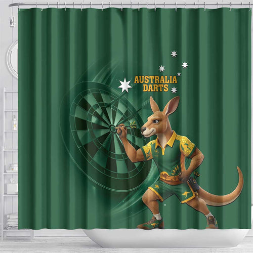 Australia Kangaroo Mascot Darts Shower Curtain Green Edition