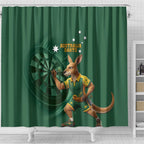 Australia Kangaroo Mascot Darts Shower Curtain Green Edition