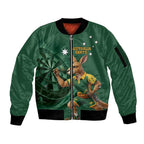 Australia Kangaroo Mascot Darts Sleeve Zip Bomber Jacket Green Edition