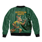 Australia Kangaroo Mascot Darts Sleeve Zip Bomber Jacket Green Edition