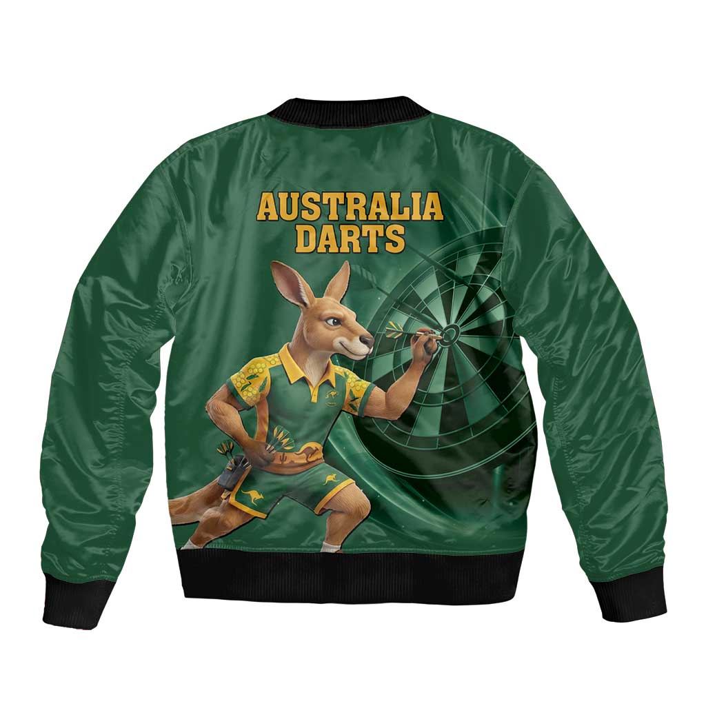 Australia Kangaroo Mascot Darts Sleeve Zip Bomber Jacket Green Edition