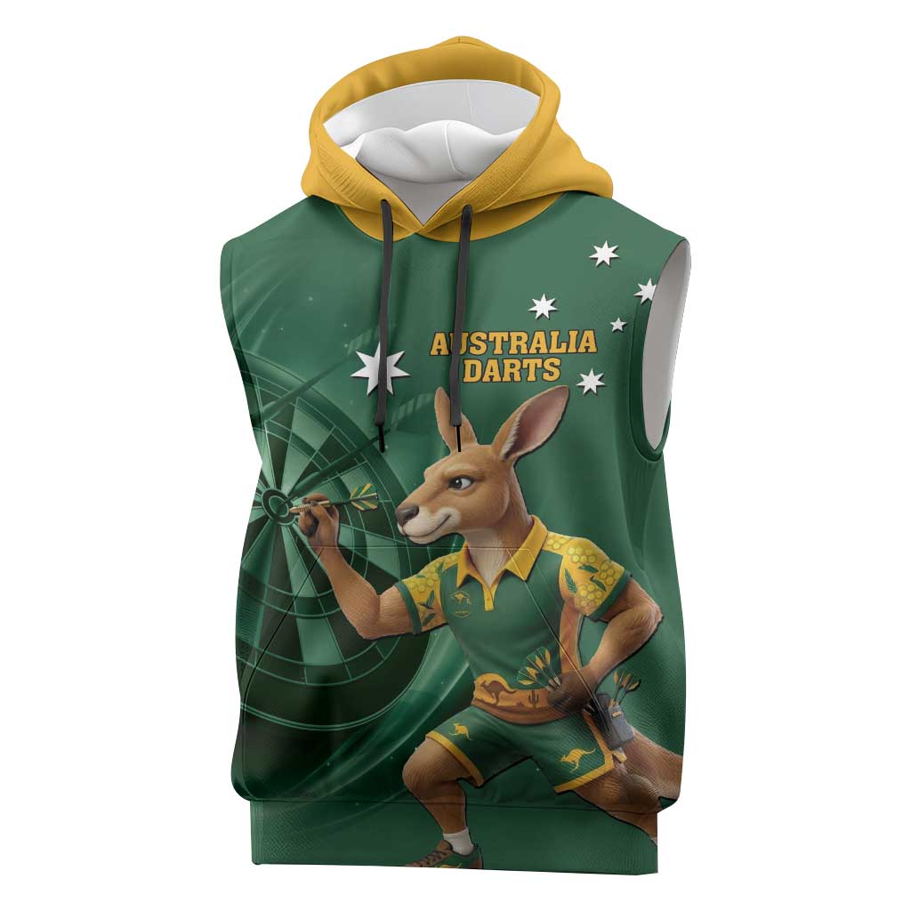 Australia Kangaroo Mascot Darts Sleeveless Hoodie Green Edition