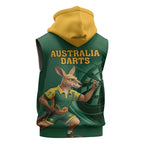 Australia Kangaroo Mascot Darts Sleeveless Hoodie Green Edition