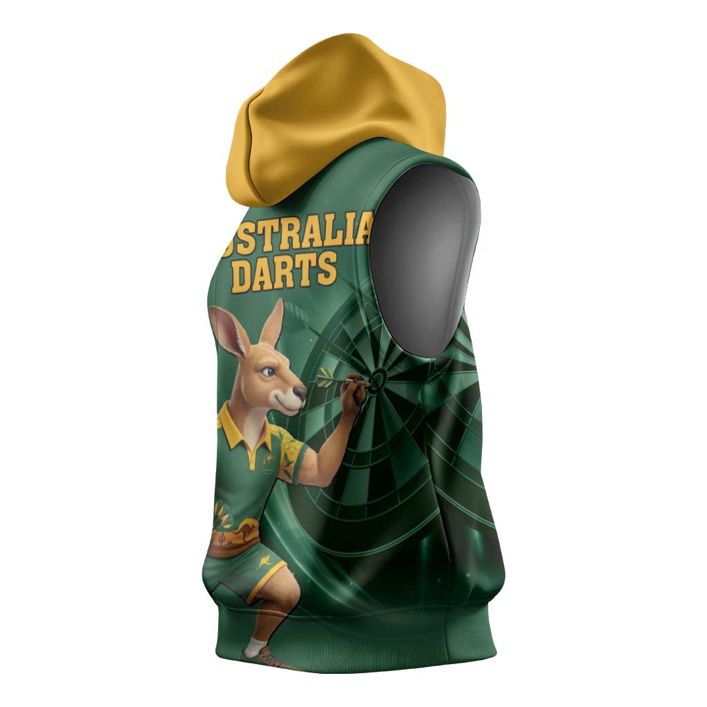 Australia Kangaroo Mascot Darts Sleeveless Hoodie Green Edition