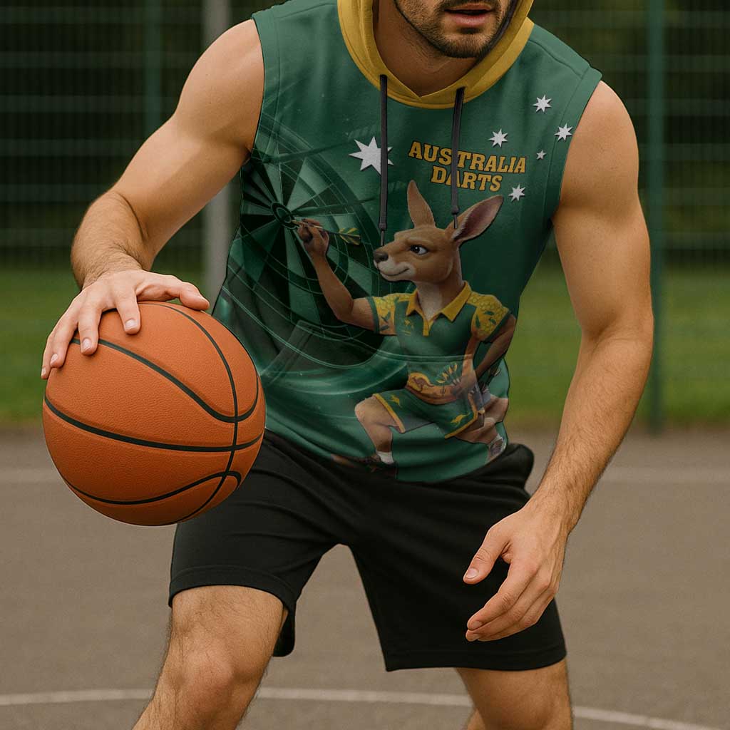 Australia Kangaroo Mascot Darts Sleeveless Hoodie Green Edition